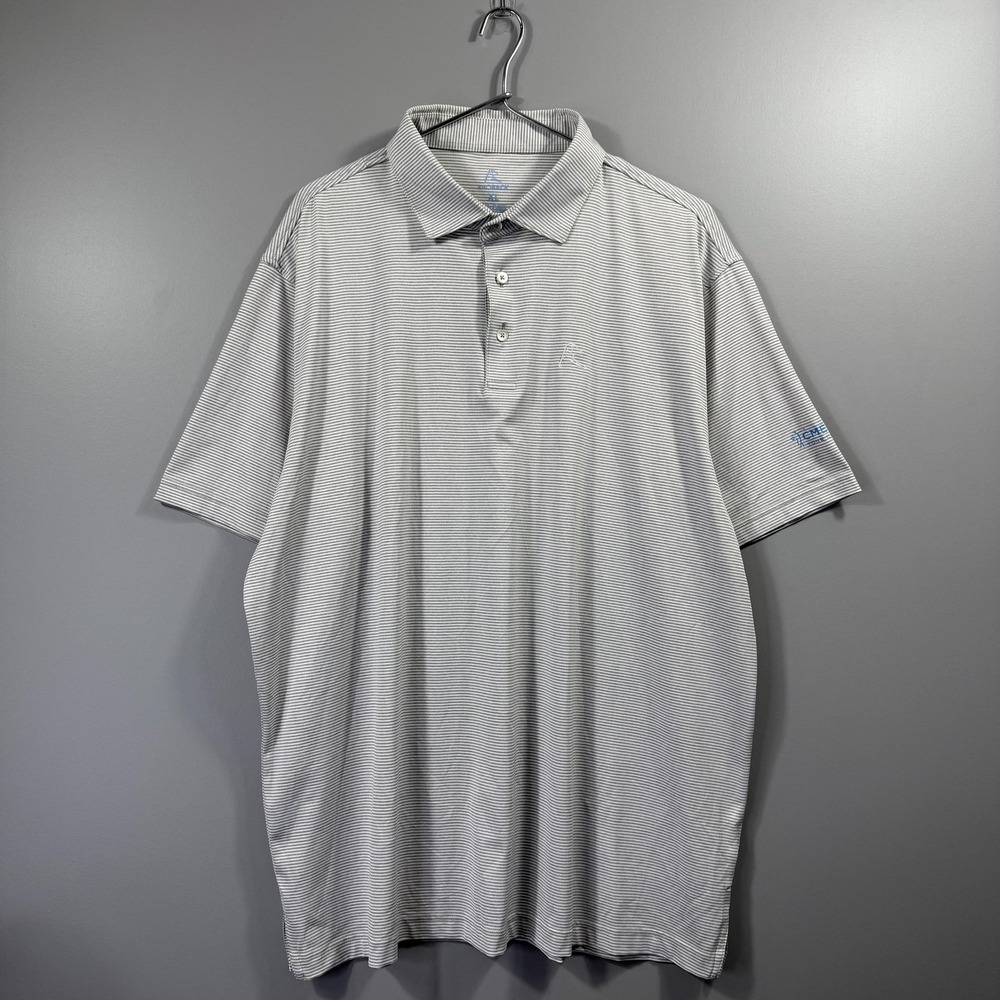 Rhoback Polo Shirt Mens XL Gray Striped CME Group Tour Championship Golf